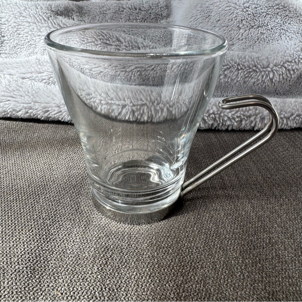1‎ Vitrosax Italy Clear Glass Coffee Cappuccino Mug with Metal Handle